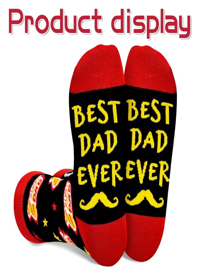 Asikkon Best Dad Ever Crew Socks - Father's Day Gifts 2025 for Men, Mustache & Red Toe Novelty Socks Funny Gifts for Dad, Husband, Grandpa - Image 4